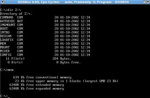 Screenshot of DOSBox