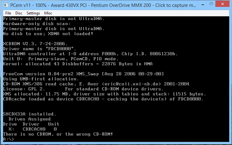 Screenshot of PCem