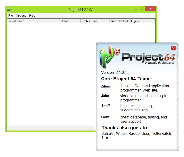 Screenshot of Project64